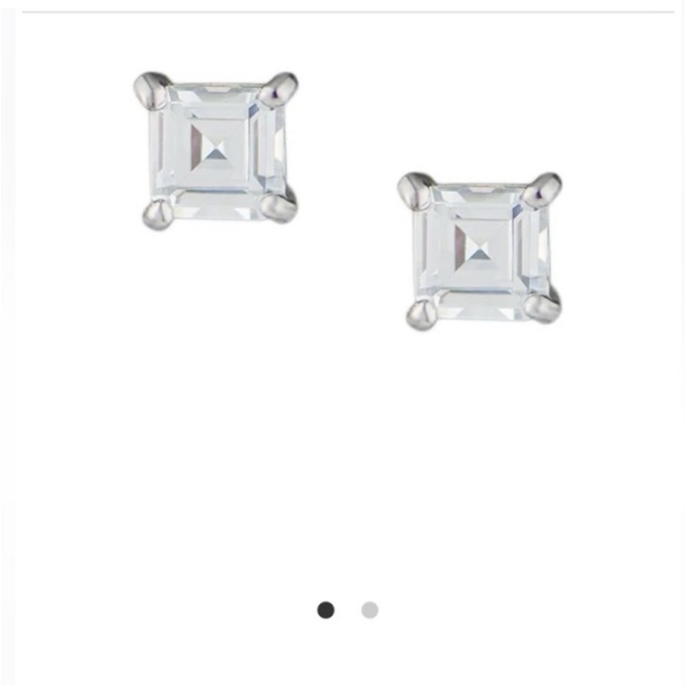 Kenneth Jay Lane Silver Asscher Stud Earrings